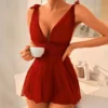 Gecelik Kadın Puantiyeli Şık Seksi Gösterişli Dekolteli L/XL 3