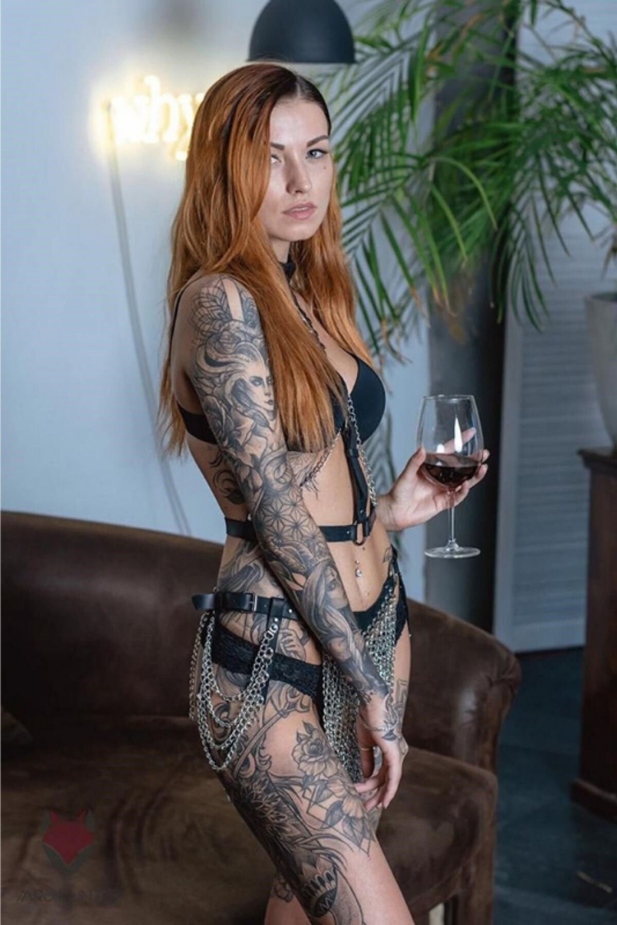 Fantezi Siyah Özel Tasarım Şık Harness Kostüm Set 2
