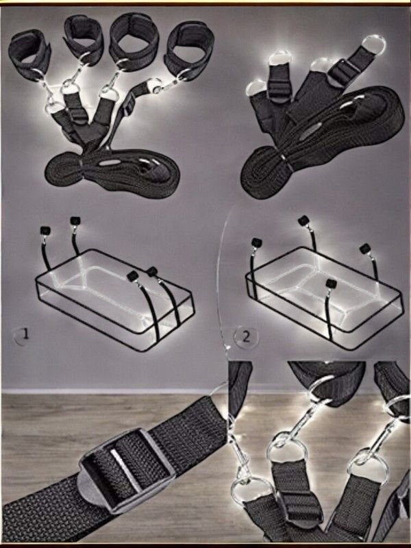 Fantazi Yatak Bağlantı Halatı El Kelepçesi Ayak Kelepçesi Seti 4