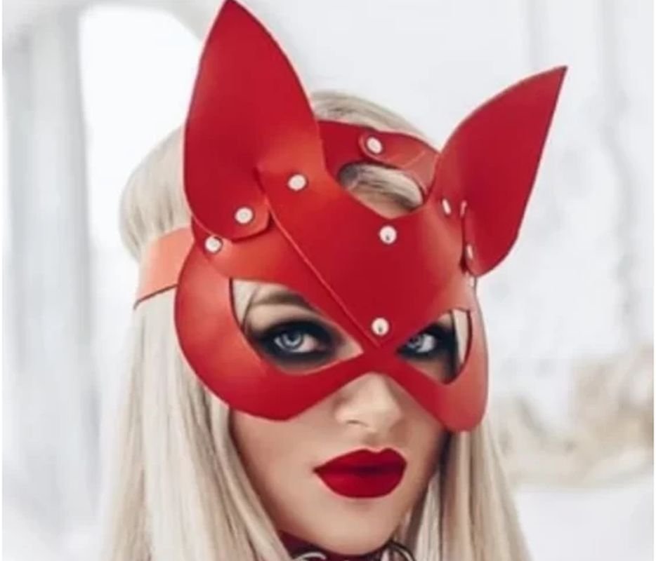 Kırmızı Fantezi Deri Maske 1