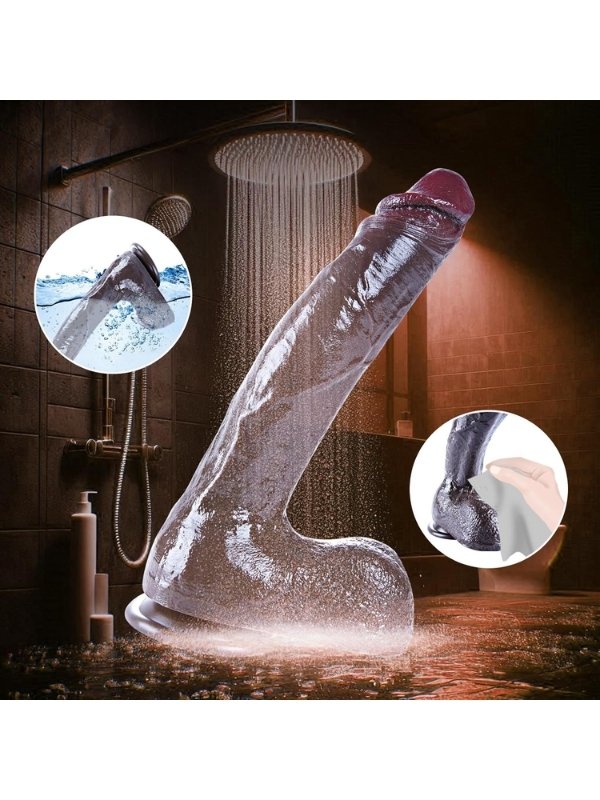26 cm Black Giant XXL Gerçekçi Silikon Dildo – Güçlü Vakum Tabanlı, Kalın ve Esnek Tasarım 4
