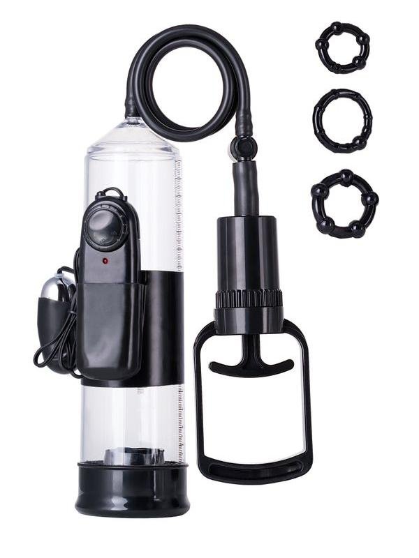Censan 3 halkalı Titreşimli penis pompası PVC Siyah 22 3 halkalı Titreşimli penis pompası PVC Siyah 22,8 cm 1
