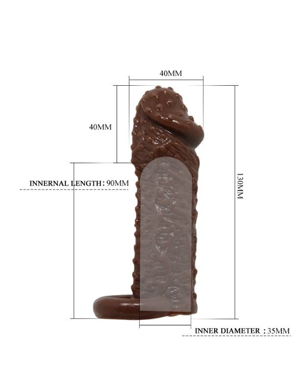 4 cm Uzatmalı Damarlı Penis Kılıfı Esmer 4