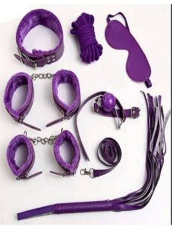 7 Parça Fetiş Esaret Seti Siyah Mor 1