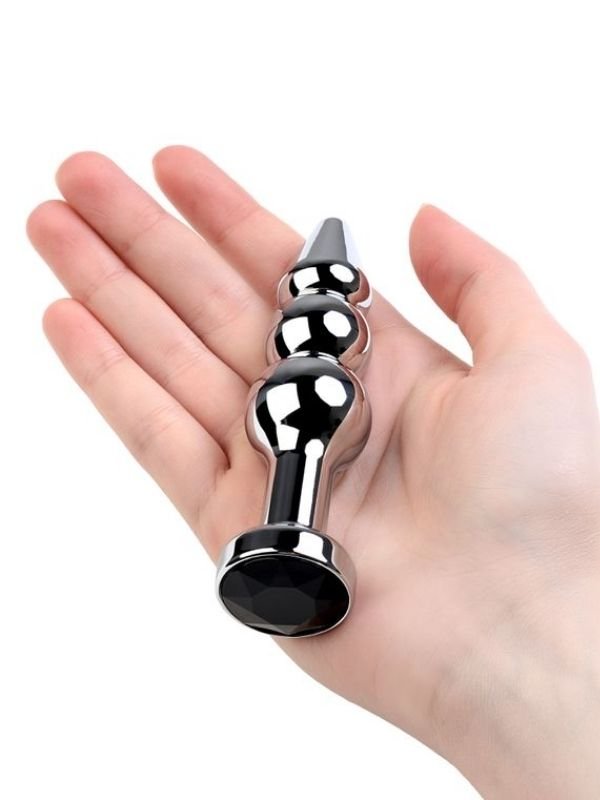 Anal Plug Metal gümüş siyah kristalli 11 cm 2