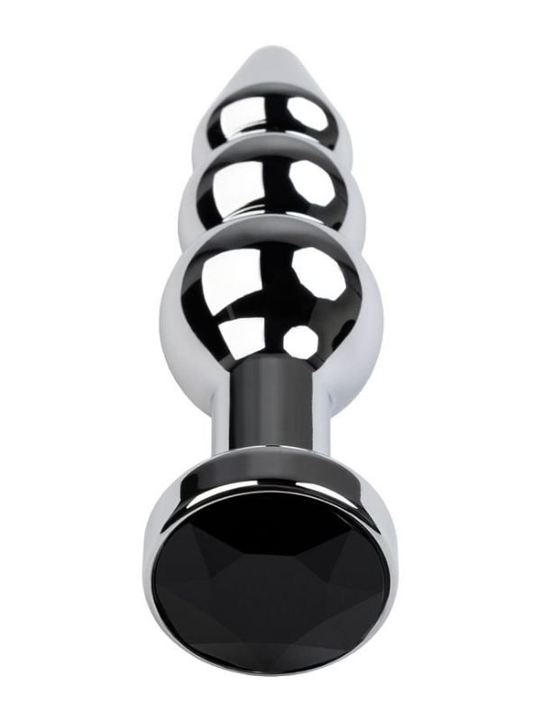 Anal Plug Metal gümüş siyah kristalli 11 cm 3