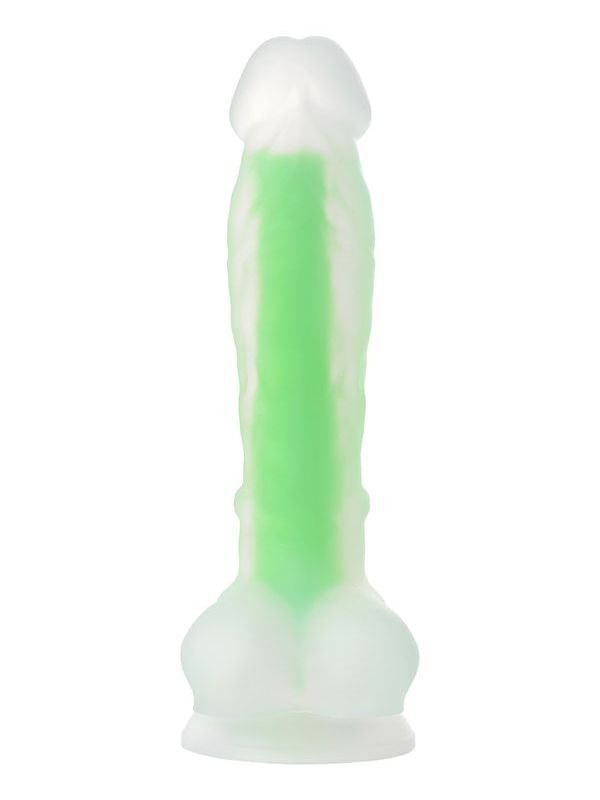 Beyond Clark Glow Gece Parlayan Yeşil Dildo Silikon Şeffaf 22 cm 2