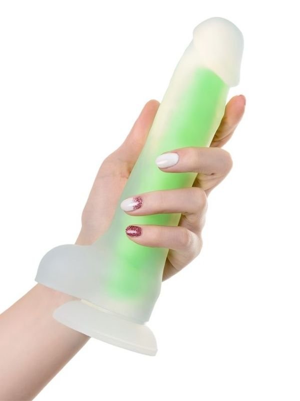 Beyond Clark Glow Gece Parlayan Yeşil Dildo Silikon Şeffaf 22 cm 3