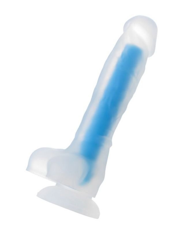Beyond Mavi Matt Glow Gece Parlayan Dildo, Silikon, Şeffaf, 18 cm 1