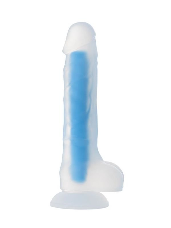 Beyond Mavi Matt Glow Gece Parlayan Dildo, Silikon, Şeffaf, 18 cm 2