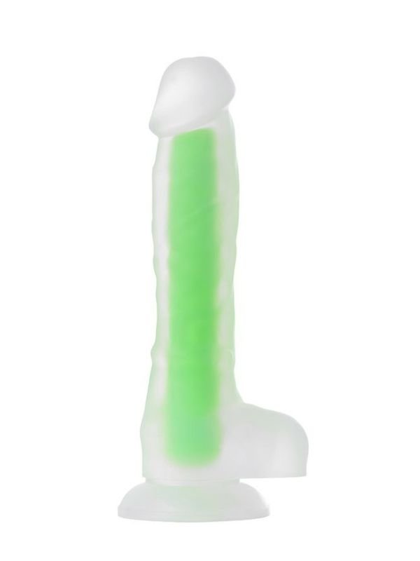 Beyond Yeşil Dick Glow Gece Parlayan Dildo, Silikon, Şeffaf, 18 cm 3