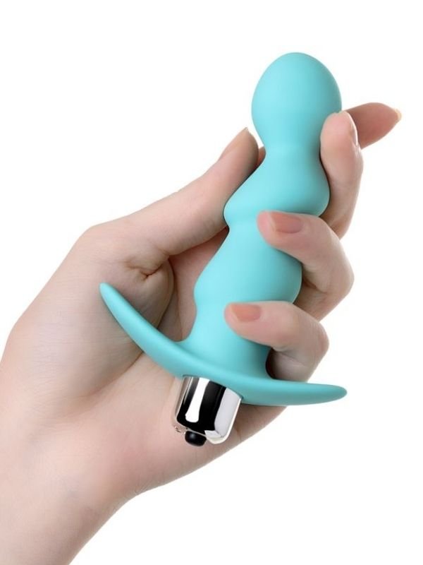 Bland Anal Vibratör Plug Mavi 12 cm 5