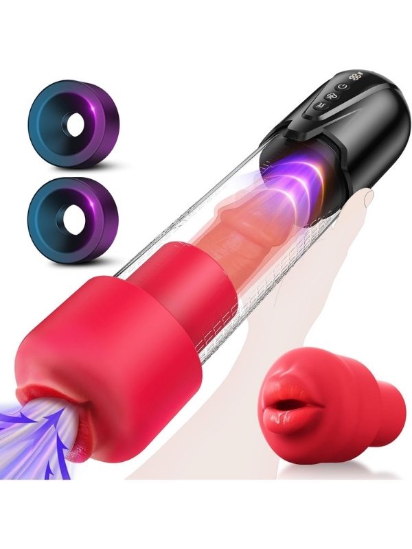 Cafatop 3’ü 1 Arada Erkek Vakum Pompası ve Mastürbatörü – Elektrikli Otomatik Emiş, Penis Büyütücü ve 2 Yedek Kılıf + 3 Penis Halkası, Pembe İç Kılıf, USB Şarjlı 1