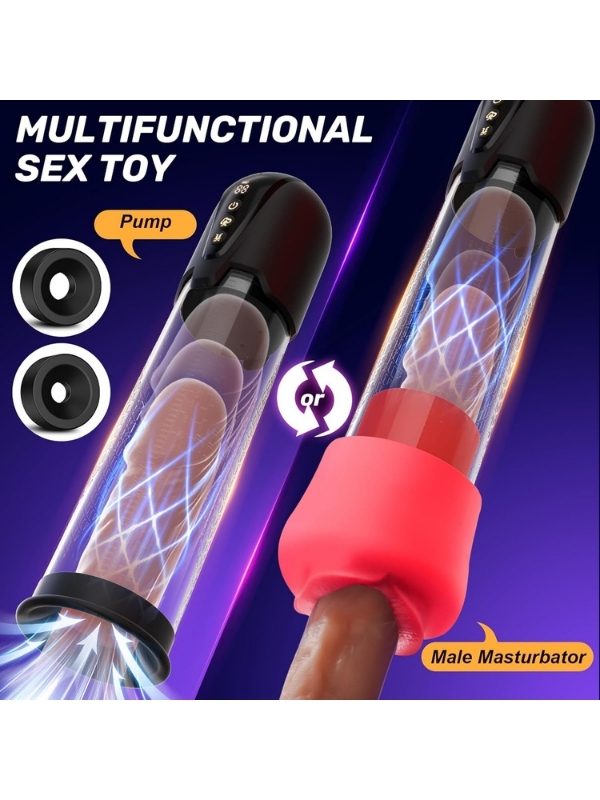 Cafatop 3’ü 1 Arada Erkek Vakum Pompası ve Mastürbatörü – Elektrikli Otomatik Emiş, Penis Büyütücü ve 2 Yedek Kılıf + 3 Penis Halkası, Pembe İç Kılıf, USB Şarjlı 4