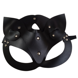 Deri Kedi Kız Maskesi Siyah