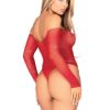 Taşlı Kırmızı Fantazi Body Vücut Çorabı 4
