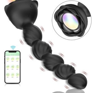 Telefon Kontrollü Haley Rose Pulled Beads Anal Plug – Siyah