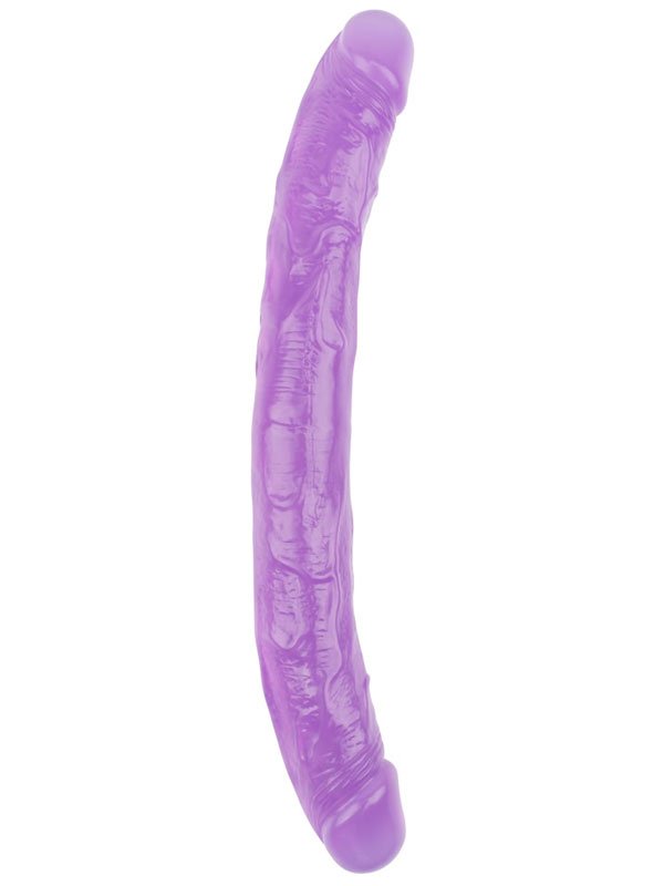 Chisa Hi-Rubber Şeffaf Jel Çift Taraflı Dildo - 32.5cm Mor 1