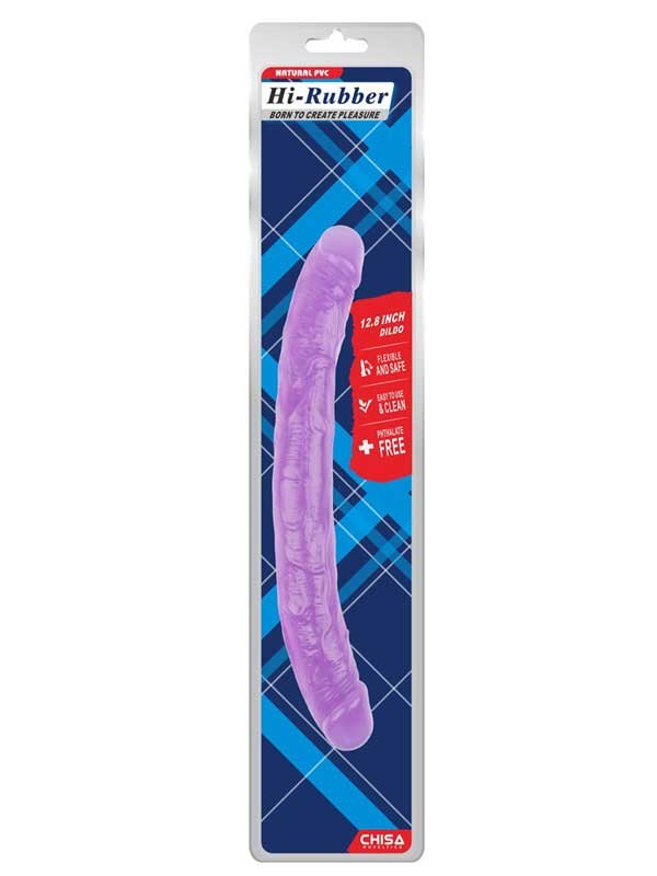 Chisa Hi-Rubber Şeffaf Jel Çift Taraflı Dildo - 32.5cm Mor 2
