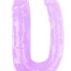Chisa Hi-Rubber Şeffaf Jel Çift Taraflı Eğik Dildo - 17cm Mor 4