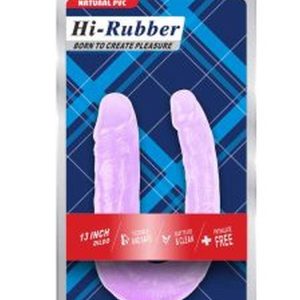 Chisa Hi-Rubber Şeffaf Jel Çift Taraflı Eğik Dildo - 17cm Mor