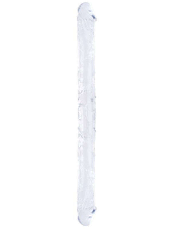 Çift Taraflı Esnek Dildo 34 cm – Gerçekçi Dokulu Şeffaf Renk 1