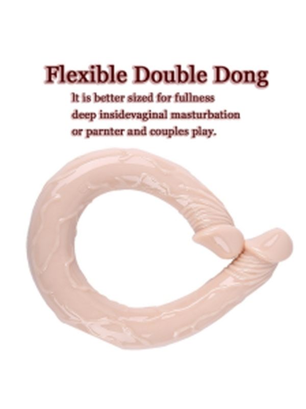 Çift Taraflı Esnek Dildo 40 cm – Gerçekçi Dokulu Ten Renk 3