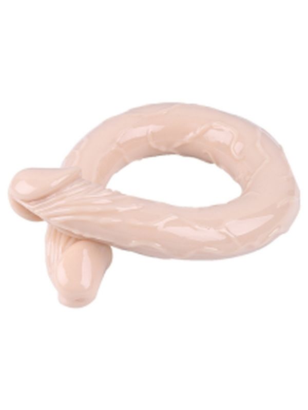 Çift Taraflı Esnek Dildo 40 cm – Gerçekçi Dokulu Ten Renk 4