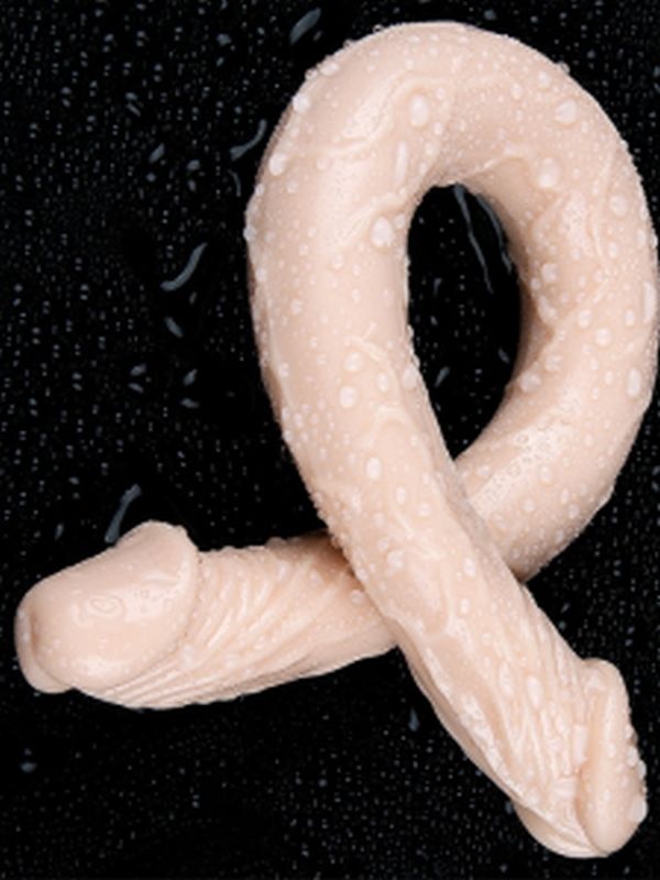 Çift Taraflı Esnek Dildo 40 cm – Gerçekçi Dokulu Ten Renk 5