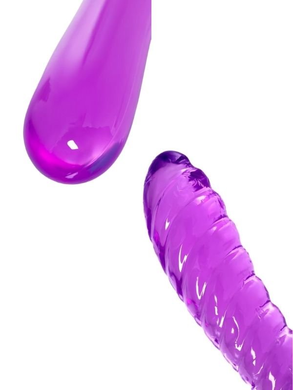 Çift Taraflı Jel Dildo Frica, TPE, mor, 23 cm 3
