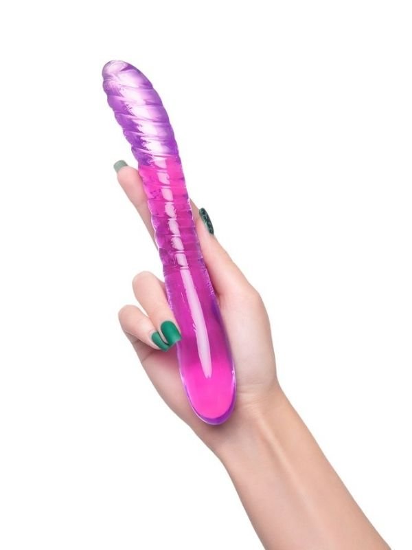 Çift Taraflı Jel Dildo Frica, TPE, mor, 23 cm 4
