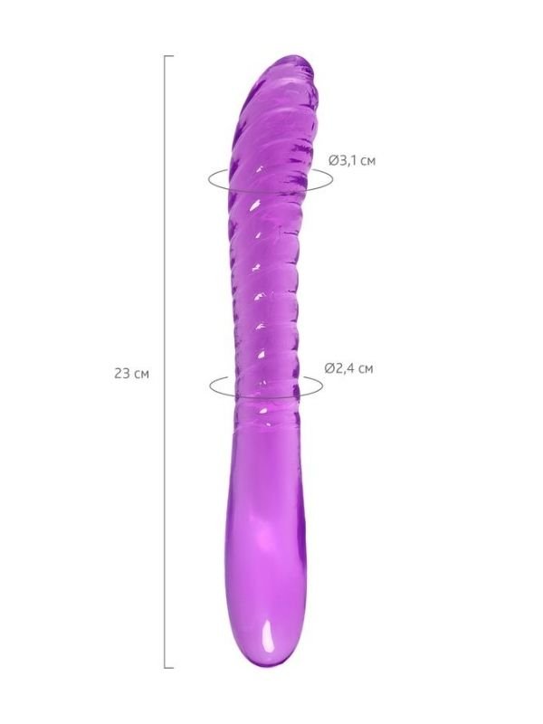 Çift Taraflı Jel Dildo Frica, TPE, mor, 23 cm 5