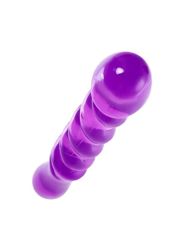 Çift taraflı Jel Dildo Tanza, TPE, mor, 27,5 cm 3