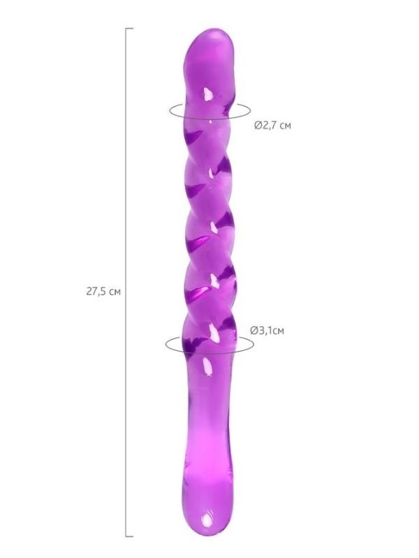 Çift taraflı Jel Dildo Tanza, TPE, mor, 27,5 cm 4