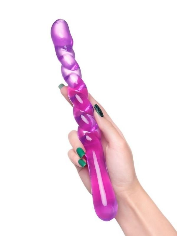 Çift taraflı Jel Dildo Tanza, TPE, mor, 27,5 cm 5