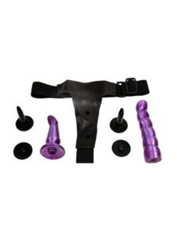 Çift Taraflı Mor Renk Belden Bağlamalı Dildo 5