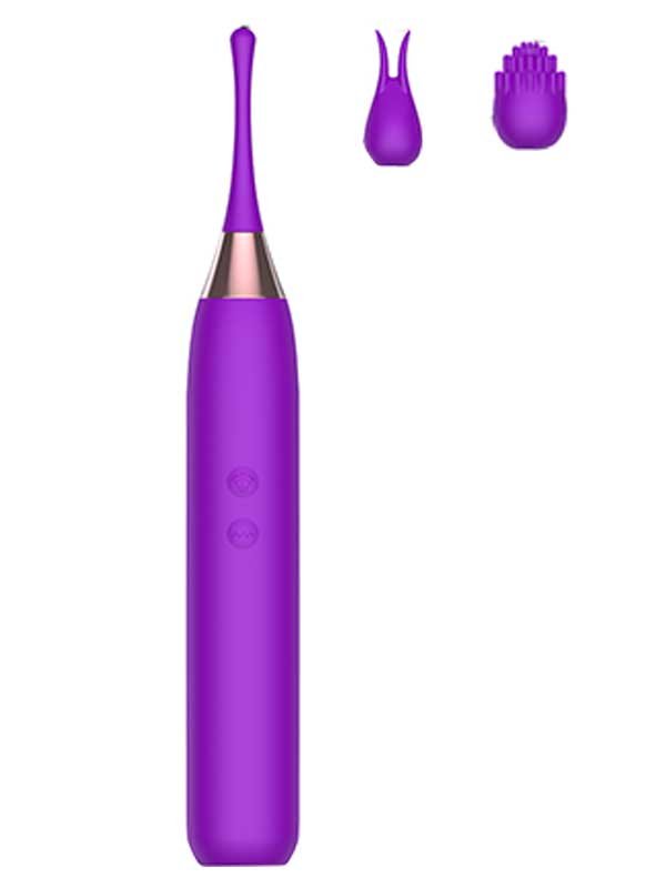 Değiştirilebilir Üç Başlıklı İnce Vibratör Mor 1