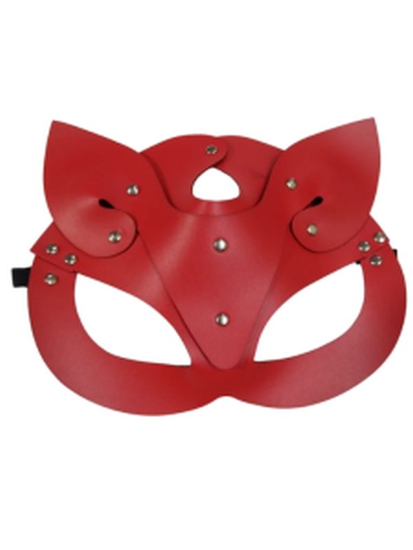 Deri Kedi Kız Maskesi Kırmızı 1