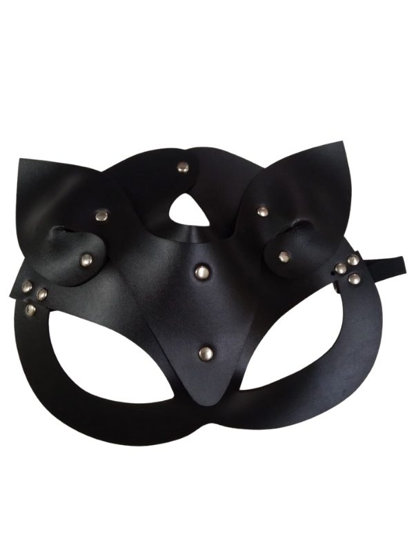 Deri Kedi Kız Maskesi Siyah 1