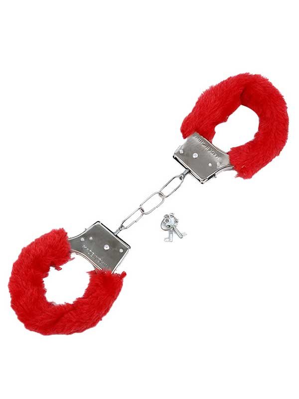 Fetiş Fantezi Kırmızı Peluşlu Metal Kelepçe 1