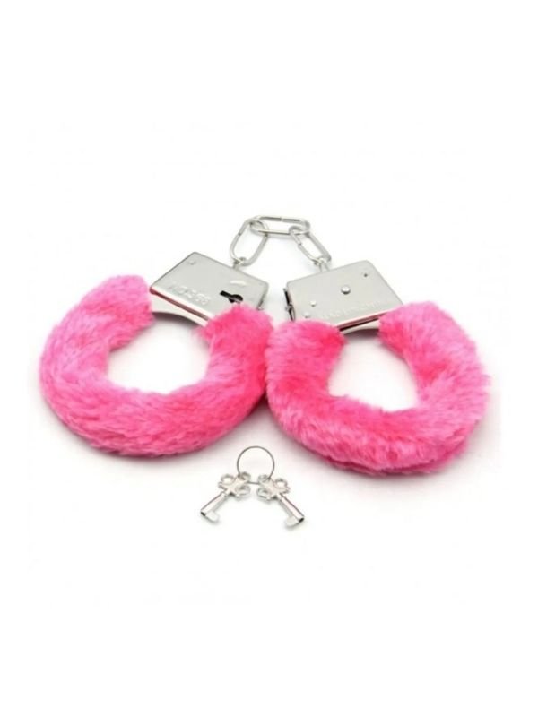 Fetiş Fantezi Pembe Peluşlu Metal Kelepçe 1