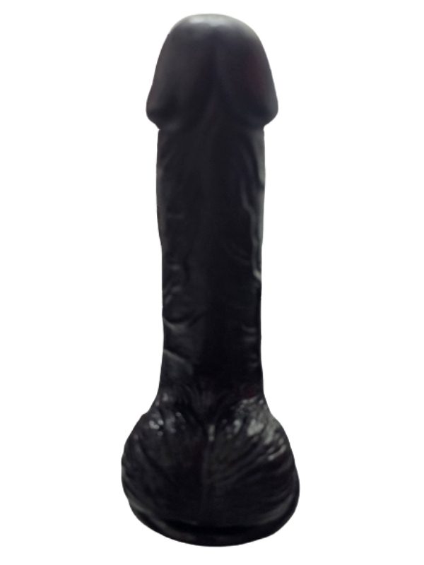 Gerçekçi Testisli Siyah Dildo 19 cm 3