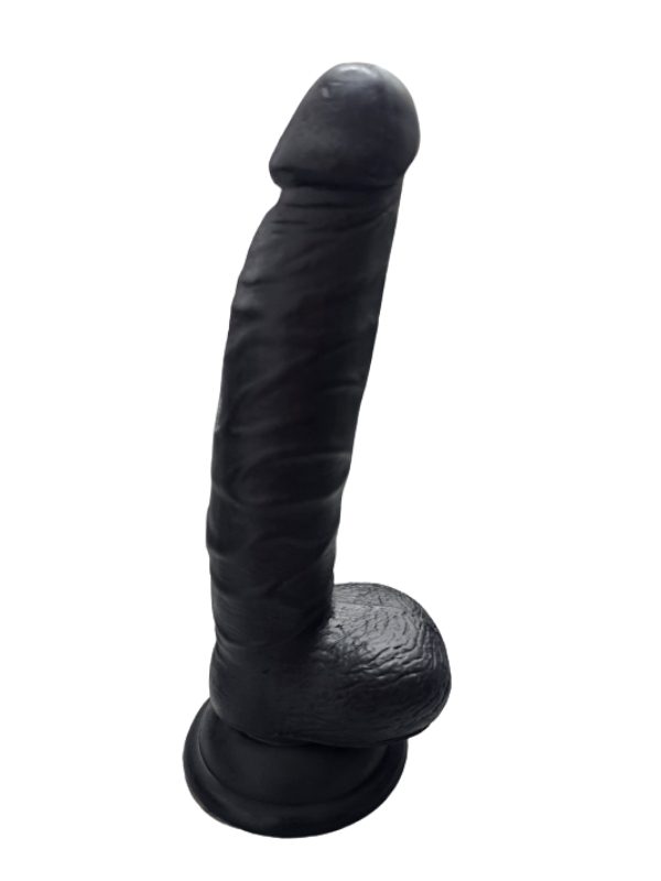 Gerçekçi Testisli Siyah Dildo 20 cm 1