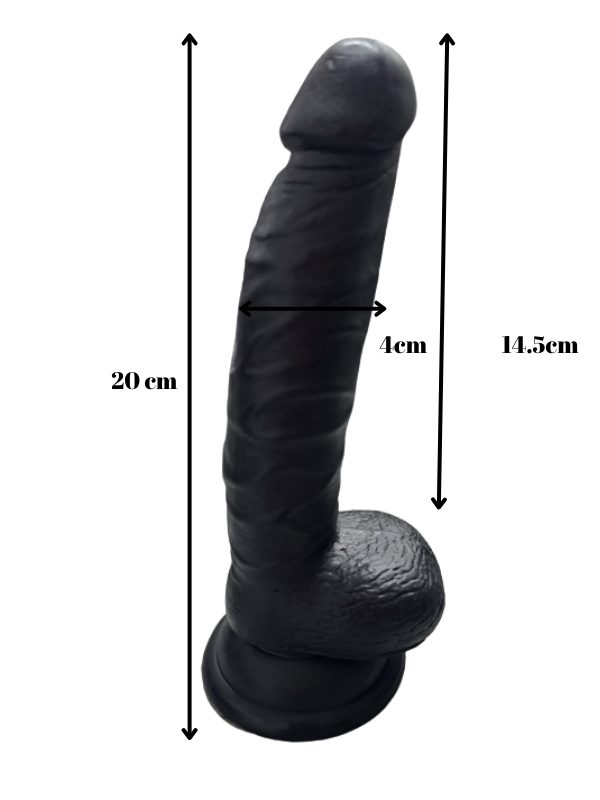 Gerçekçi Testisli Siyah Dildo 20 cm 2