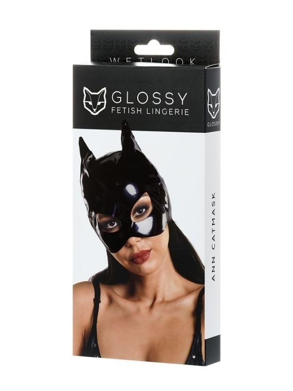 Glossy ANN Deri Kedi Maskesi siyah 5