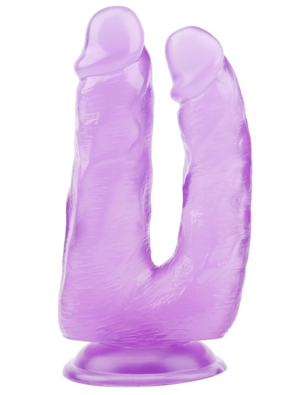 Hi-Rubber Şeffaf Jel İkili Dildo - 18cm Mor 1