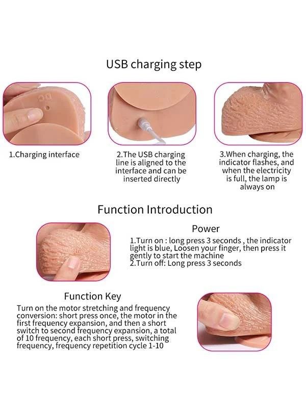 Hill İleri Geri Hareketli Şarjlı Titreşimli Gerçekçi Dildo 21 cm 5