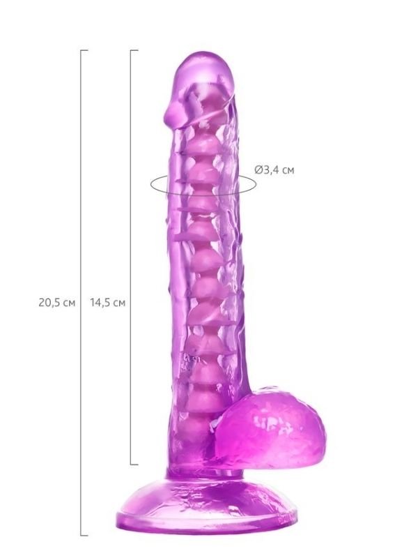 Kıkırdaklı Jel Dildo Celiam, TPE, mor, 20,5 cm 5