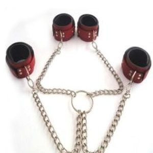 Kırmızı Deri El Ayak Kelepçesi