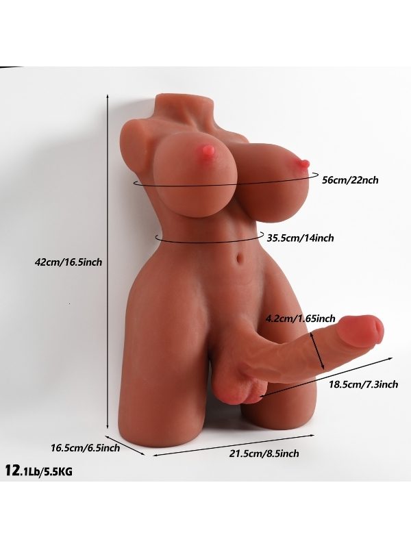 L-Join Gerçekçi 5.5 Kg Brown (Melez) Yarım Vücut Trans Vajina Mastürbatör Dildo 2